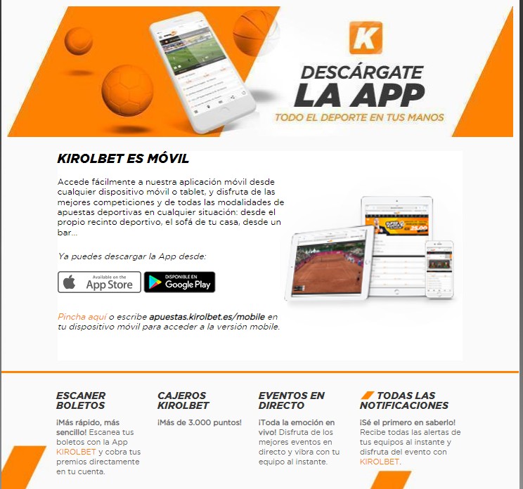 Kirolbet: app móvil